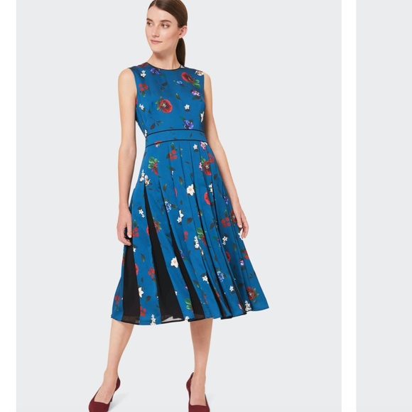 NWOT HOBBS LONDON Teal Fit and Flare Dress Size 10 - Picture 3 of 6